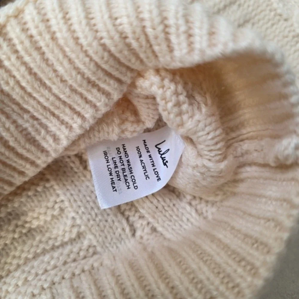 Lulus Cable Knit Sweater Mini Skirt Set Medium M Stretchy Elastic Waist Cream